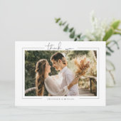 Minimalistisches modernes Foto Hochzeit danke Kart Einladung (Stehend Vorderseite)