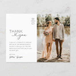 Minimalistisches modernes Foto Hochzeit Danke Postkarte