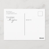 Minimalistisches modernes Foto Hochzeit Danke Postkarte (Rückseite)