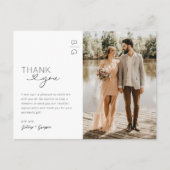 Minimalistisches modernes Foto Hochzeit Danke Postkarte (Vorderseite)