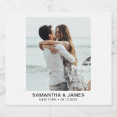 Minimalistisches modernes Foto Hochzeit nach Maß Bierflaschenetikett (Einzelnes Label)