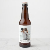 Minimalistisches modernes Foto Hochzeit nach Maß Bierflaschenetikett (Vorderseite)
