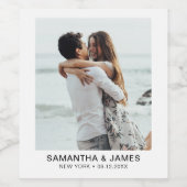 Minimalistisches modernes Foto Hochzeit nach Maß Weinetikett (Einzelnes Label)