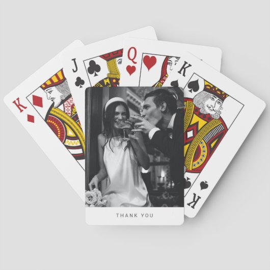 Minimalistisches modernes Foto Hochzeit Vielen Dan Spielkarten (Rückseite)