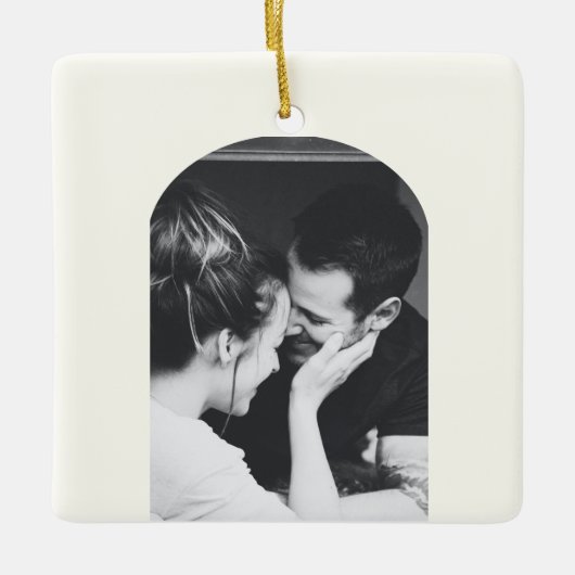 Minimalistisches modernes Foto Hochzeitscouch Keramikornament (Vorderseite)