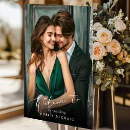 Minimalistisches modernes Foto Hochzeitswillkommen Acrylschild