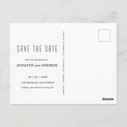 Minimalistisches modernes Foto Neuhochzeit Postkarte (Rückseite)