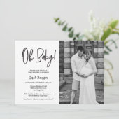 Minimalistisches modernes Foto Oh Babydusche Einladung (Stehend Vorderseite)