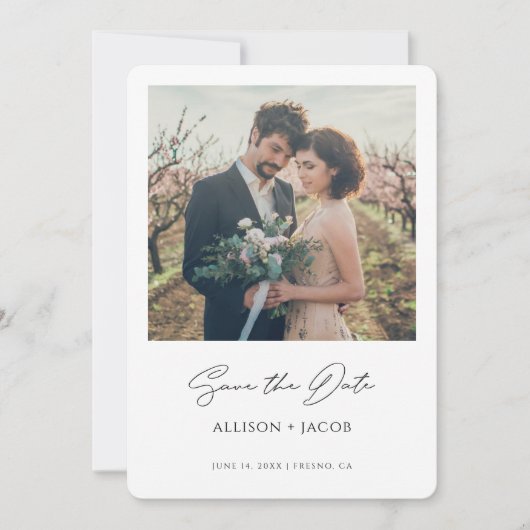 Minimalistisches modernes Foto Save the Date (Vorderseite)