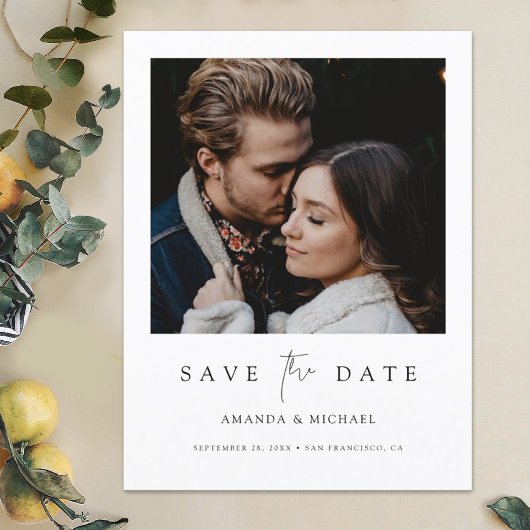 Minimalistisches modernes Foto Save the Date Ankündigungspostkarte