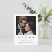 Minimalistisches modernes Foto Save the Date Ankündigungspostkarte (Stehend Vorderseite)