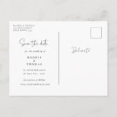 Minimalistisches modernes Foto Save the Date Einla Postkarte (Rückseite)