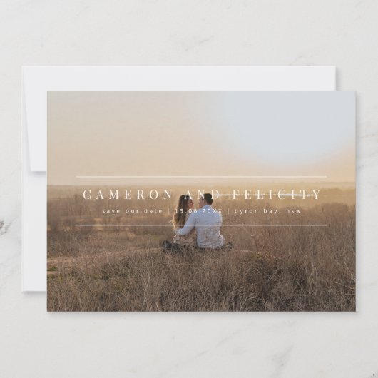 Minimalistisches modernes Foto Save the Date Einladung (Vorderseite)