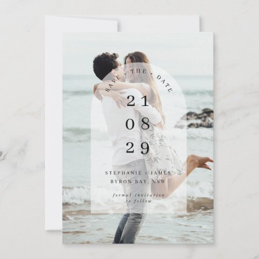 Minimalistisches modernes Foto Save the Date Einladung (Vorderseite)