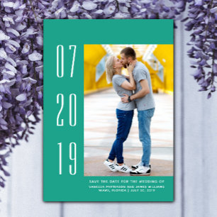Minimalistisches modernes Foto Save the Date Grü