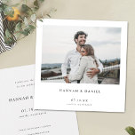 Minimalistisches modernes Foto Save the Date Hochz<br><div class="desc">Diese schlichte, moderne Foto-Hochzeit sparen Sie die Dattelkarte mit Ihrem Foto auf der Vorderseite. Ihre Vornamen werden durch weiße Leerzeichen hervorgehoben, nur Ihr Datum und Ihre Position darunter, mit einer Save the Date Nachricht auf der Rückseite anstelle der Vorderseite oder auf beiden Seiten. Dieser Effekt wird durch die unkonventionelle Verwendung...</div>