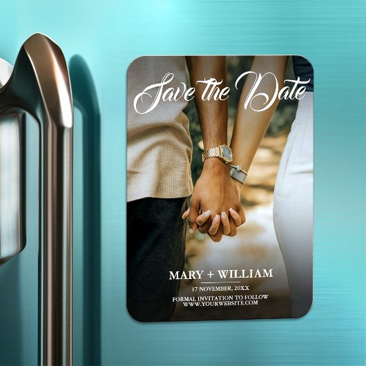 Minimalistisches modernes Foto Save the Date Hochz Magnet