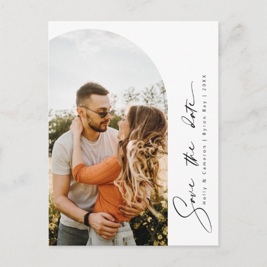 Minimalistisches modernes Foto Save the Date Postc Postkarte (Vorderseite)