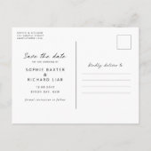 Minimalistisches modernes Foto Save the Date Postkarte (Rückseite)