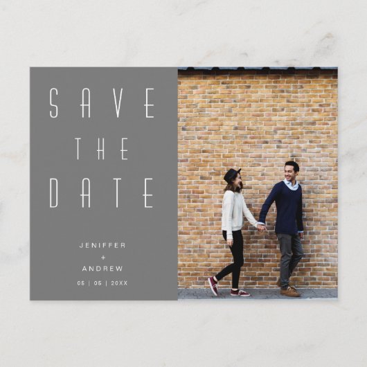 Minimalistisches modernes Foto Save the Date Postkarte (Vorderseite)