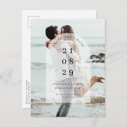Minimalistisches modernes Foto Save the Date Postkarte (Vorne/Hinten)