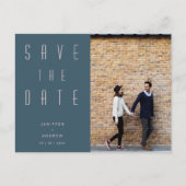 Minimalistisches modernes Foto Save the Date Postkarte (Vorderseite)