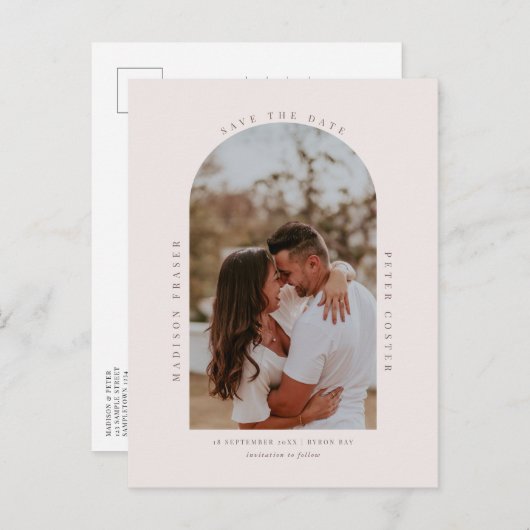 Minimalistisches modernes Foto Save the Date Postkarte (Vorne/Hinten)