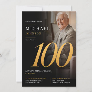 Minimalistisches modernes Foto Schwarz und Gold 10 Einladung