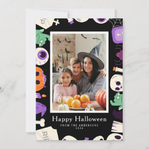 Minimalistisches modernes glückliches Halloween 1 Feiertagskarte