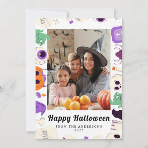 Minimalistisches modernes glückliches Halloween 1 Feiertagskarte