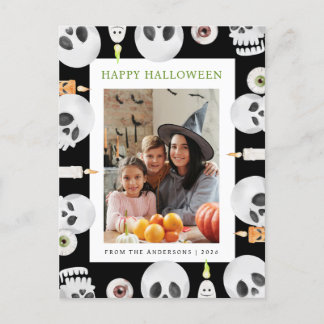 Minimalistisches modernes glückliches Halloween 1 Feiertagspostkarte