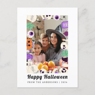 Minimalistisches modernes glückliches Halloween 1 Feiertagspostkarte