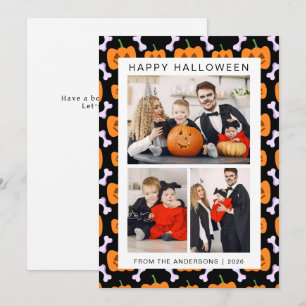 Minimalistisches, modernes glückliches Halloween 3 Feiertagskarte