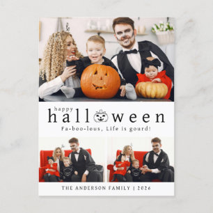 Minimalistisches, modernes glückliches Halloween 3 Feiertagspostkarte