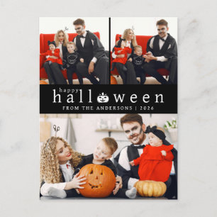 Minimalistisches, modernes glückliches Halloween 3 Feiertagspostkarte
