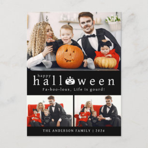 Minimalistisches, modernes glückliches Halloween 3 Feiertagspostkarte