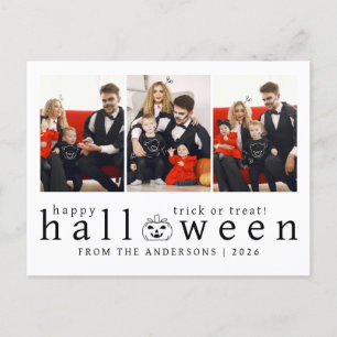 Minimalistisches, modernes glückliches Halloween 3 Feiertagspostkarte