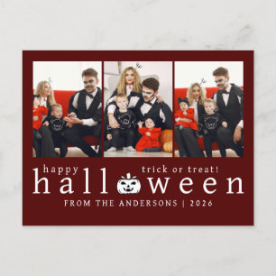 Minimalistisches, modernes glückliches Halloween 3 Feiertagspostkarte