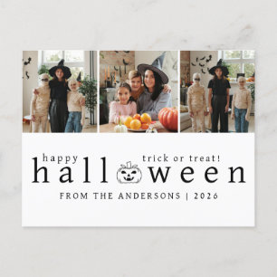 Minimalistisches, modernes glückliches Halloween 3 Feiertagspostkarte