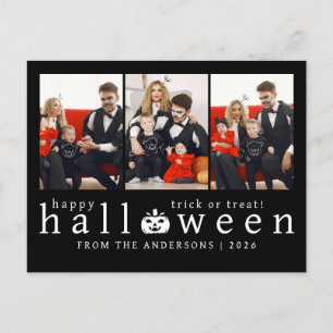 Minimalistisches, modernes glückliches Halloween 3 Feiertagspostkarte