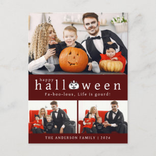 Minimalistisches, modernes glückliches Halloween 3 Feiertagspostkarte