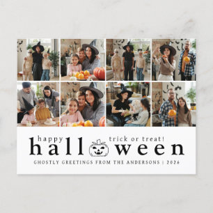 Minimalistisches modernes glückliches Halloween 6 Feiertagspostkarte