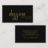 Minimalistisches, modernes Gold Script Black Visitenkarte (Vorne/Hinten)