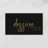 Minimalistisches, modernes Gold Script Black Visitenkarte (Vorderseite)