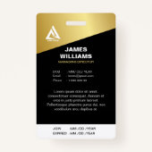 Minimalistisches, modernes Gold und Schwarz | Stri Ausweis (Rückseite)