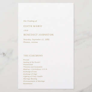 Minimalistisches modernes goldenes Hochzeitsprogra