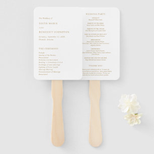 Minimalistisches modernes goldenes Hochzeitsprogra Fächer