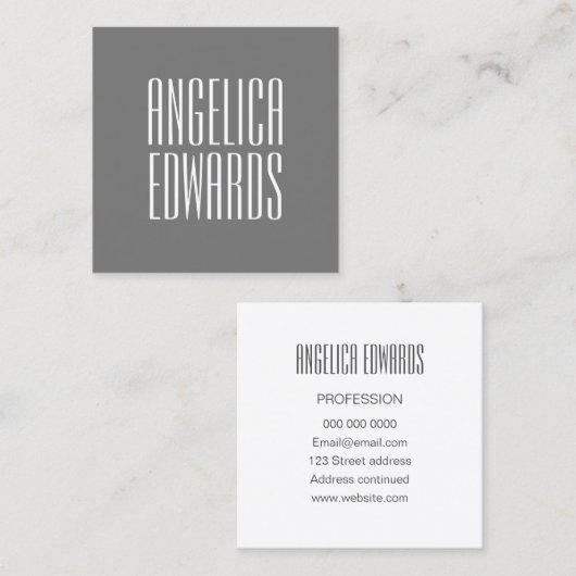 Minimalistisches modernes graues einfaches trendy quadratische visitenkarte (Vorne/Hinten)