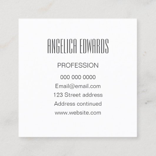Minimalistisches modernes graues einfaches trendy quadratische visitenkarte (Rückseite)