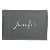 Minimalistisches, modernes, grauweißes Script Mono Kissenbezug (Rückseite)